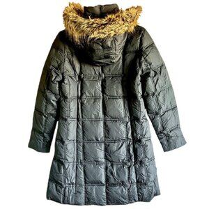 Weatherproof Long Black Down Puffer Coat Parka with Removable Faux Fur Hood S
